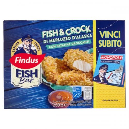 Capitan Findus Fish Bar Fish & Crock Merluzzo D'Alaska con Patatine Croccanti 250 g